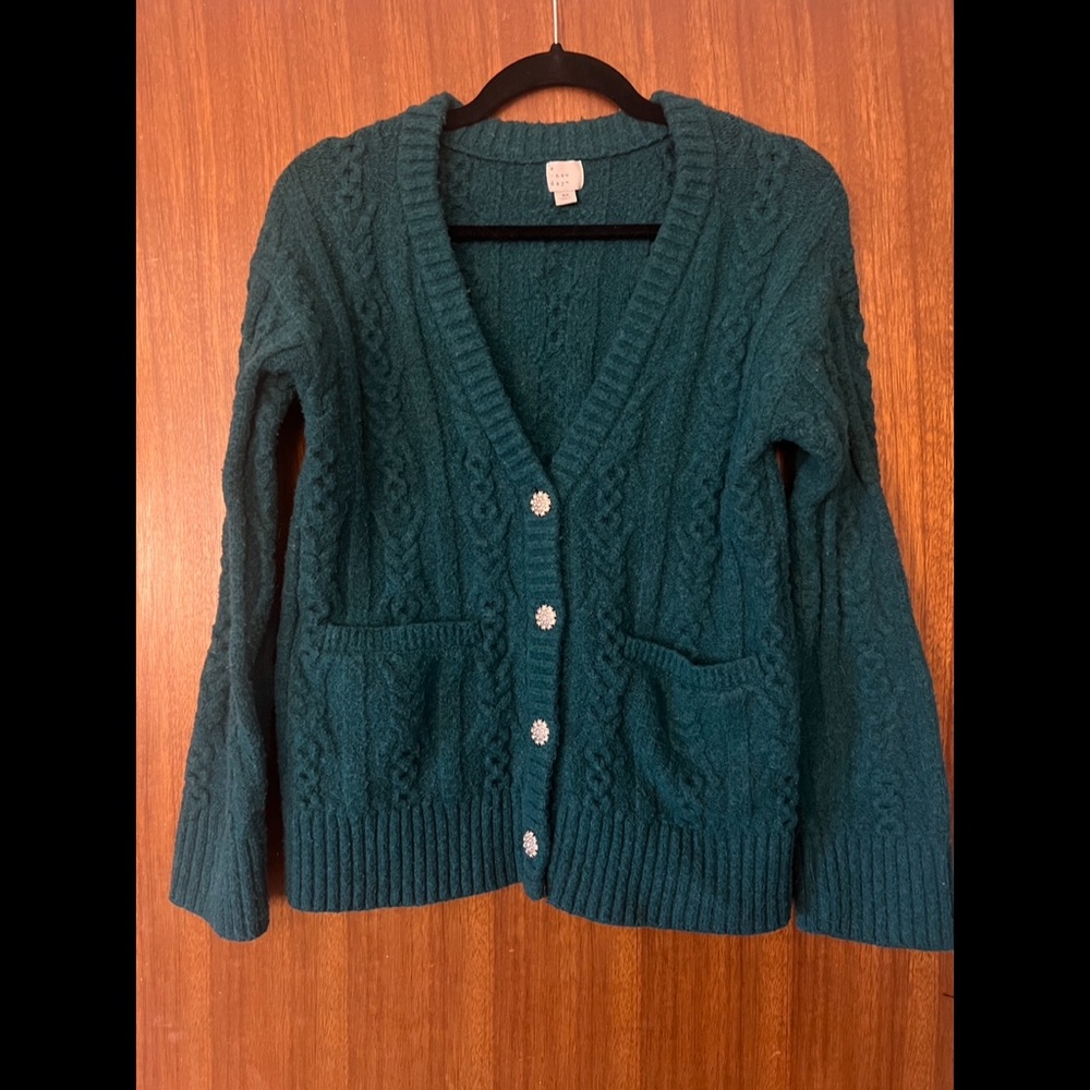 Cable Knit Cardigan in Teal